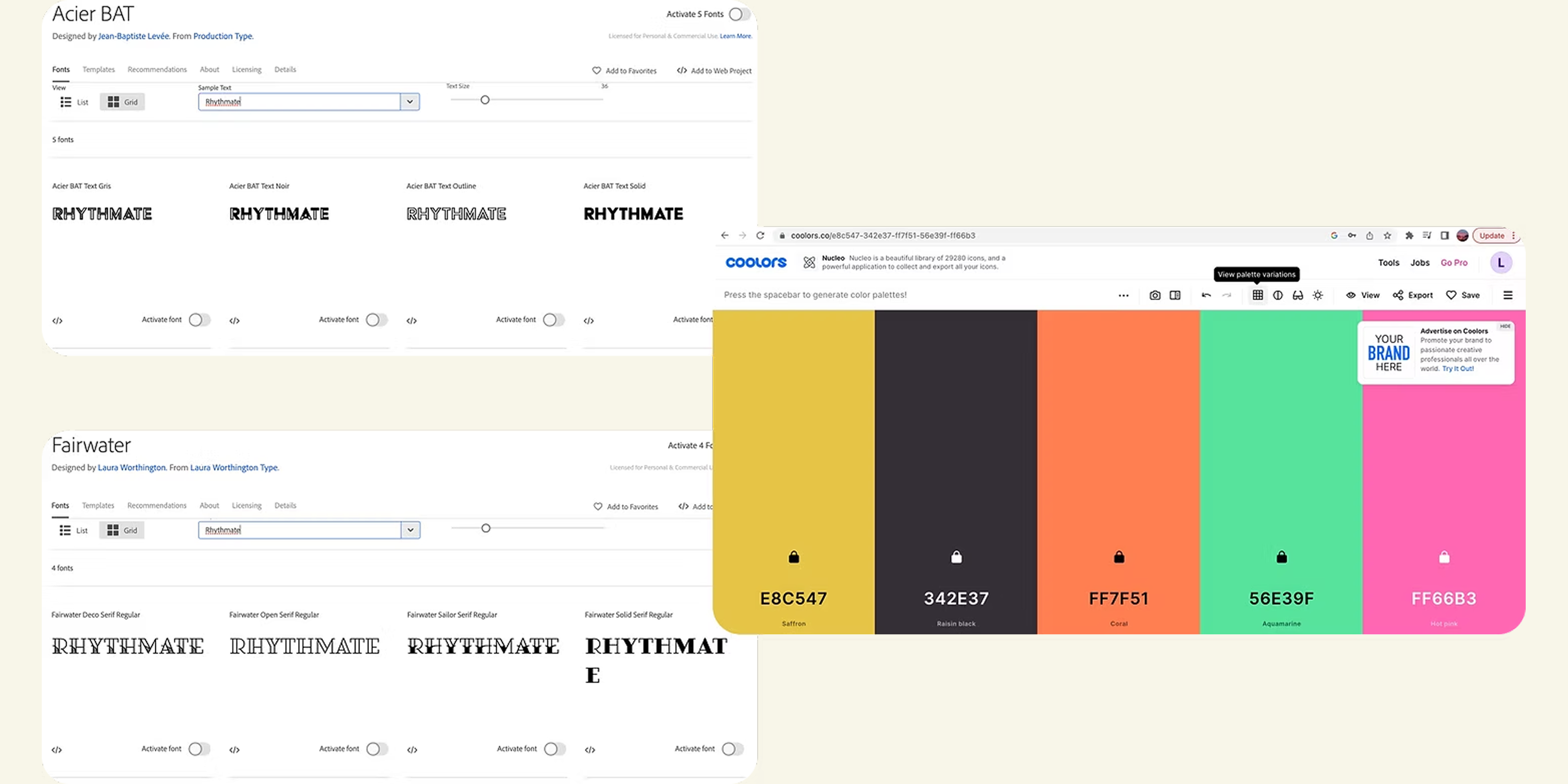 Typeface and brand colour choices